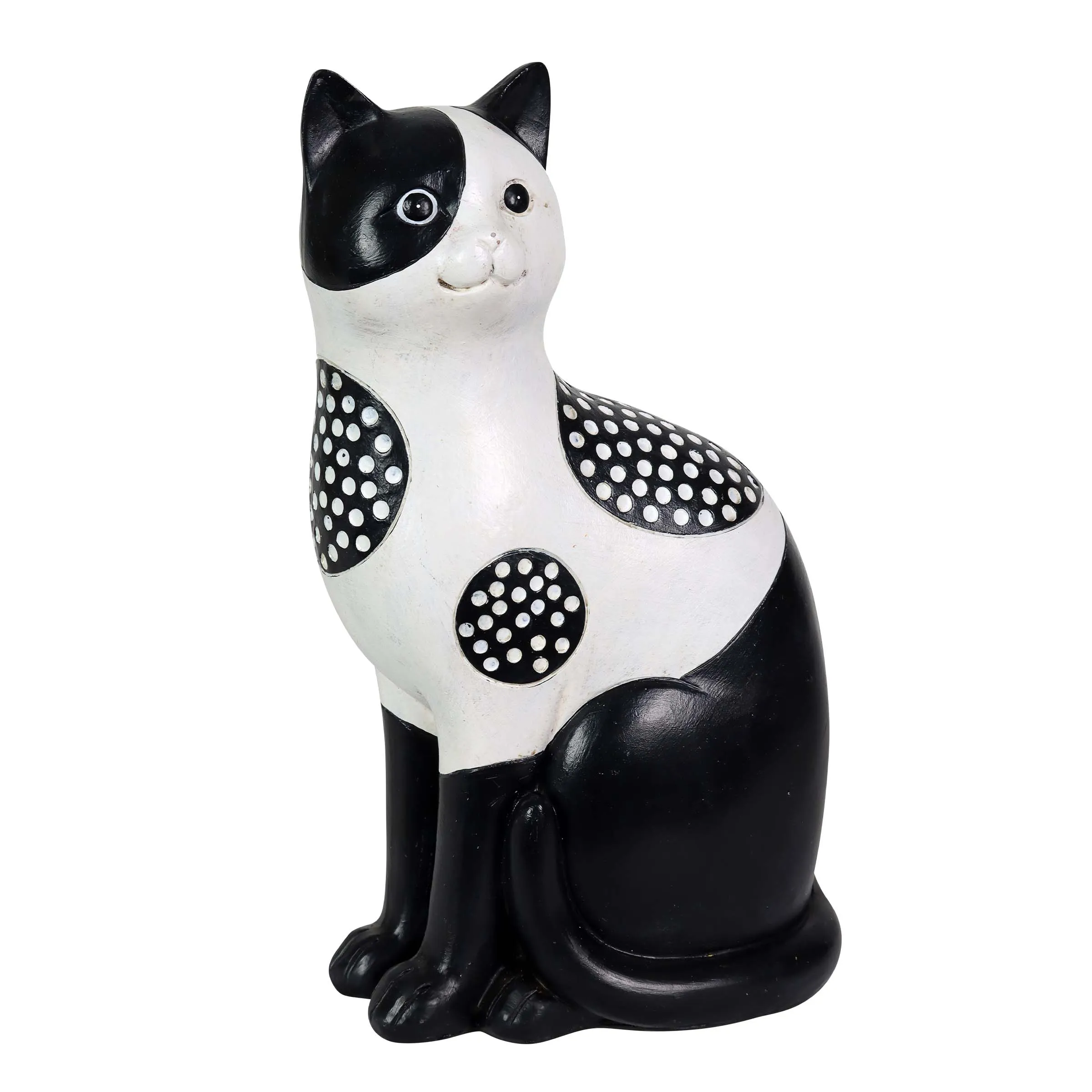 Black and White Cat Statue, 6 by 12 Inches