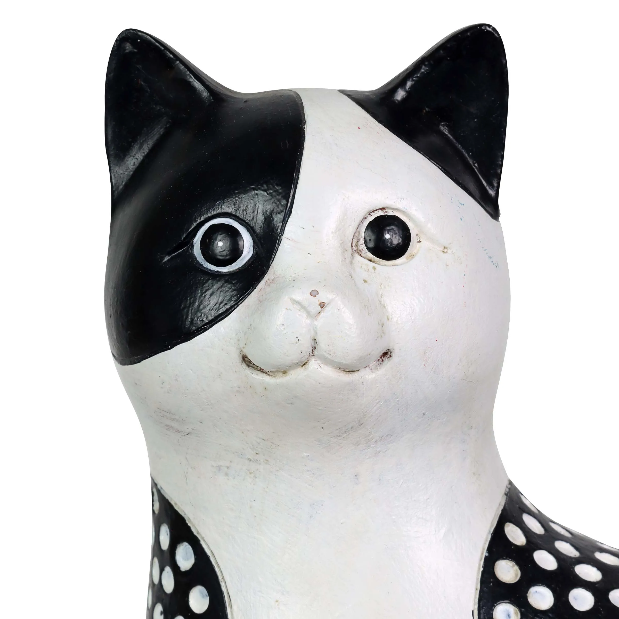 Black and White Cat Statue, 6 by 12 Inches