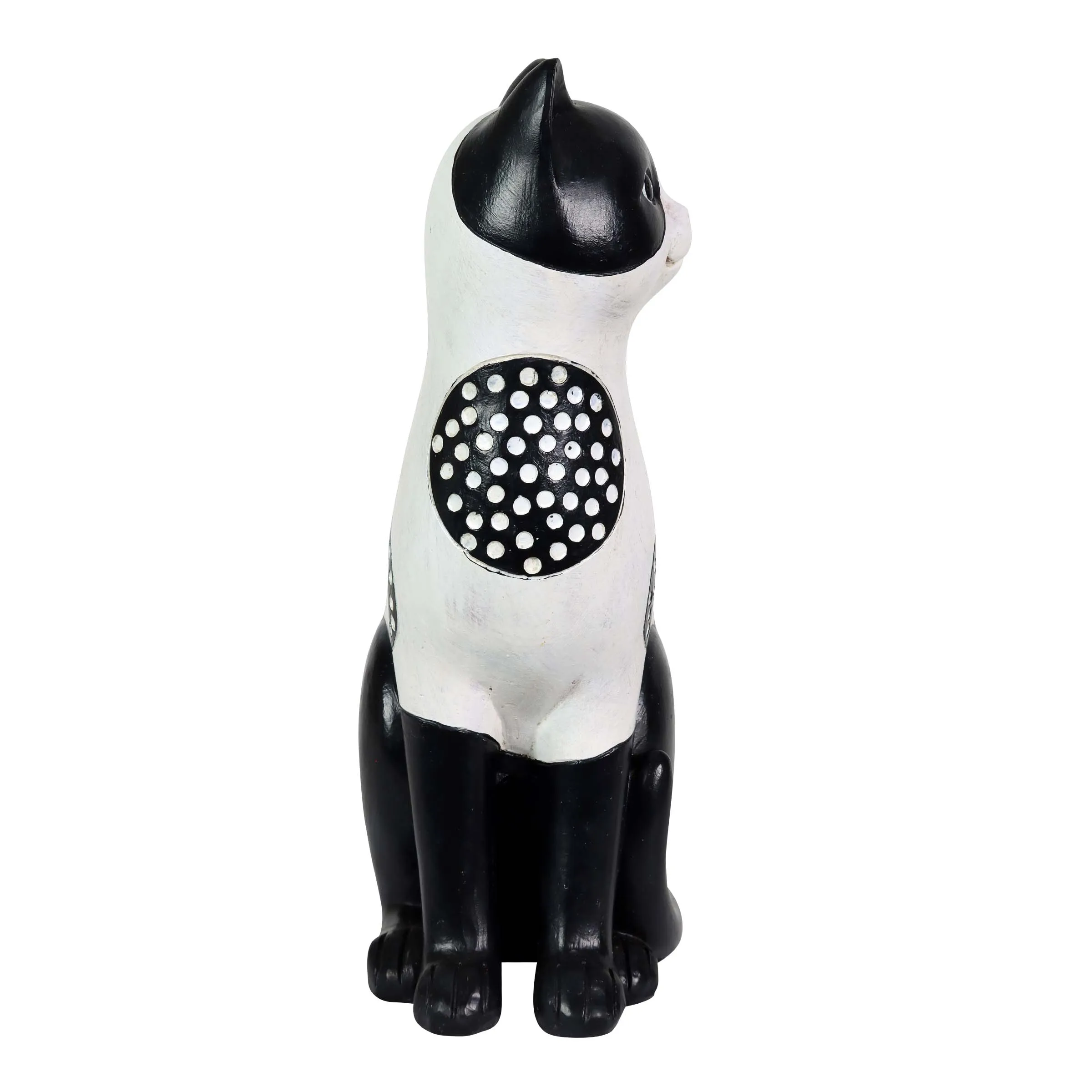 Black and White Cat Statue, 6 by 12 Inches