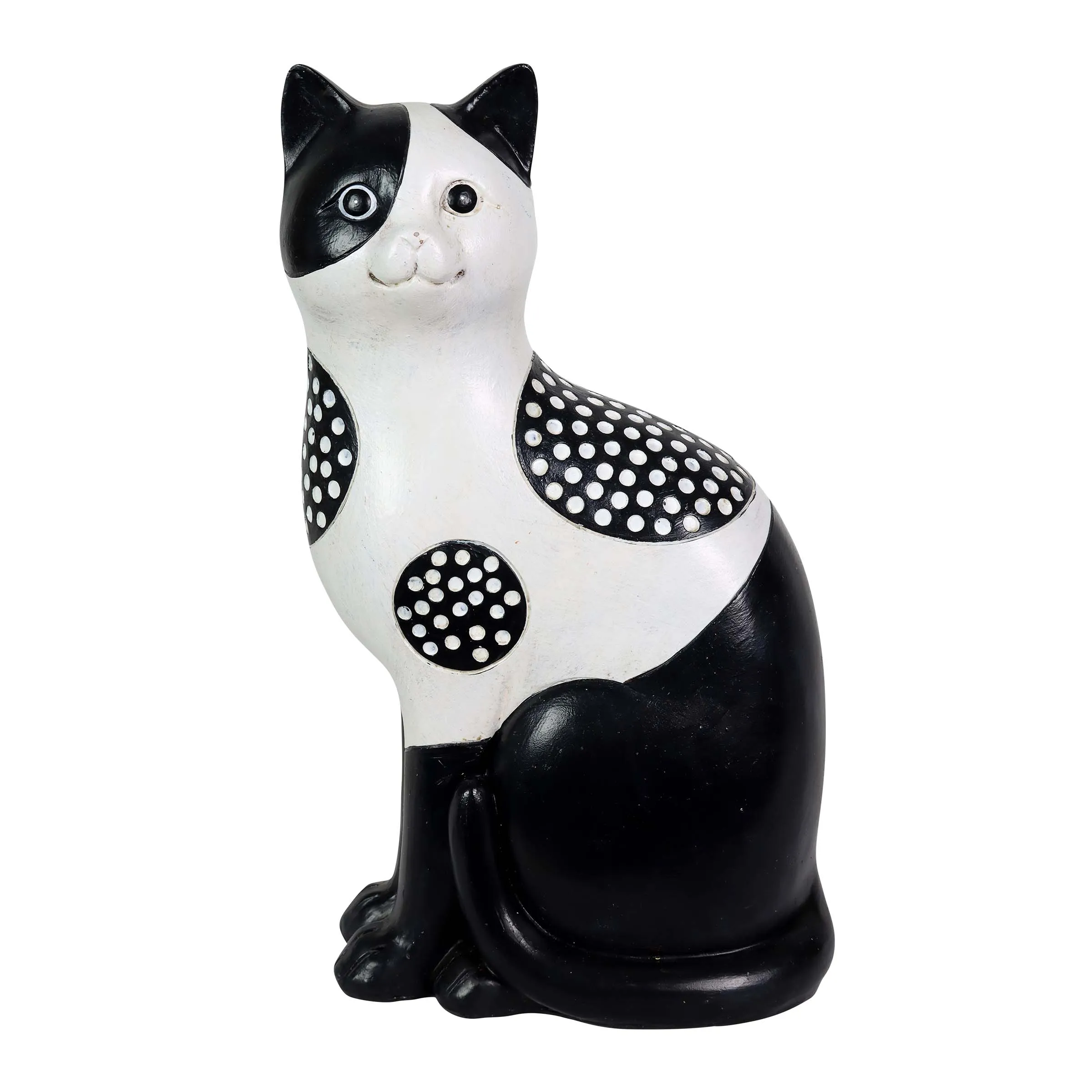 Black and White Cat Statue, 6 by 12 Inches