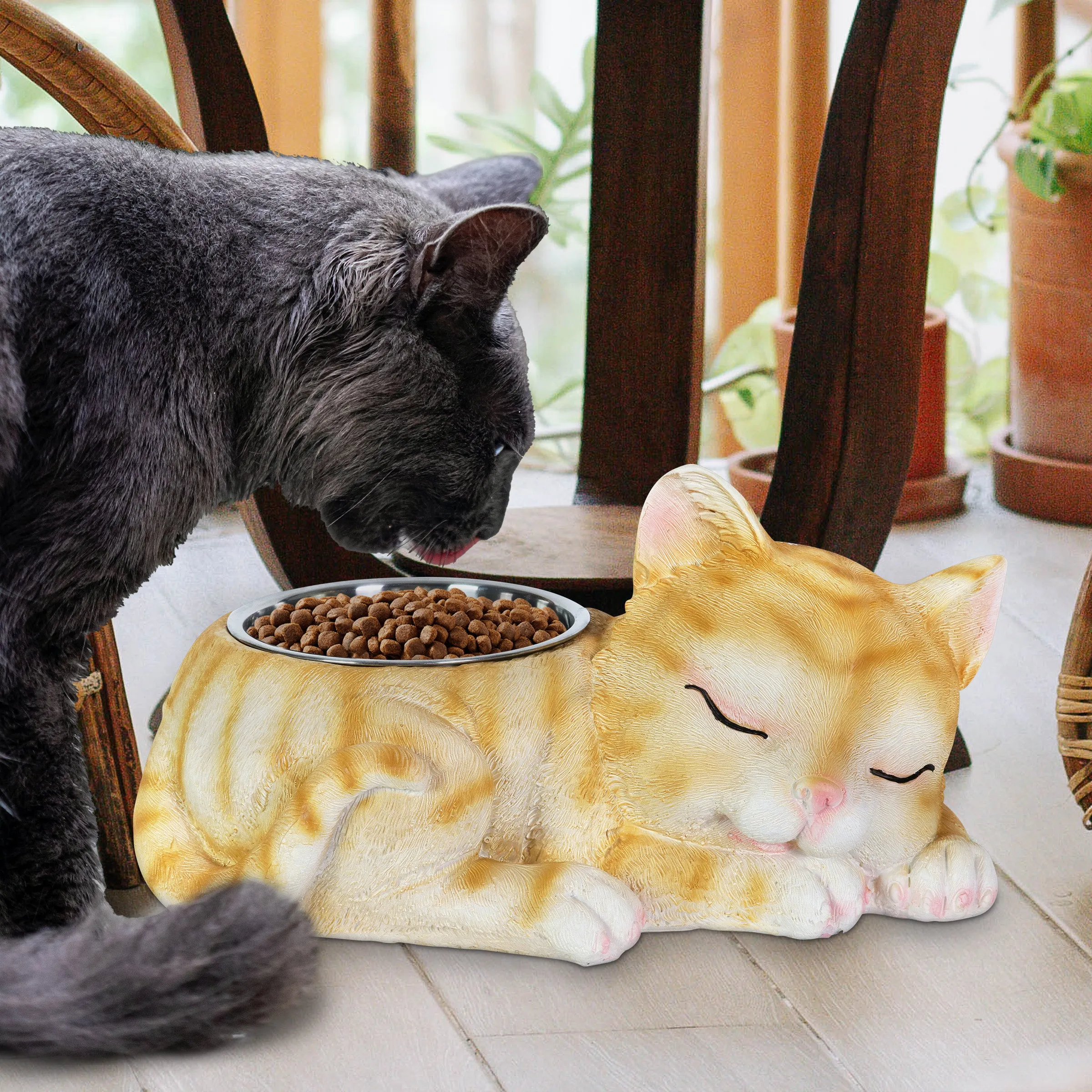 Cat Bowl with Stainless Bowl Insert, 12 by 6 Inches