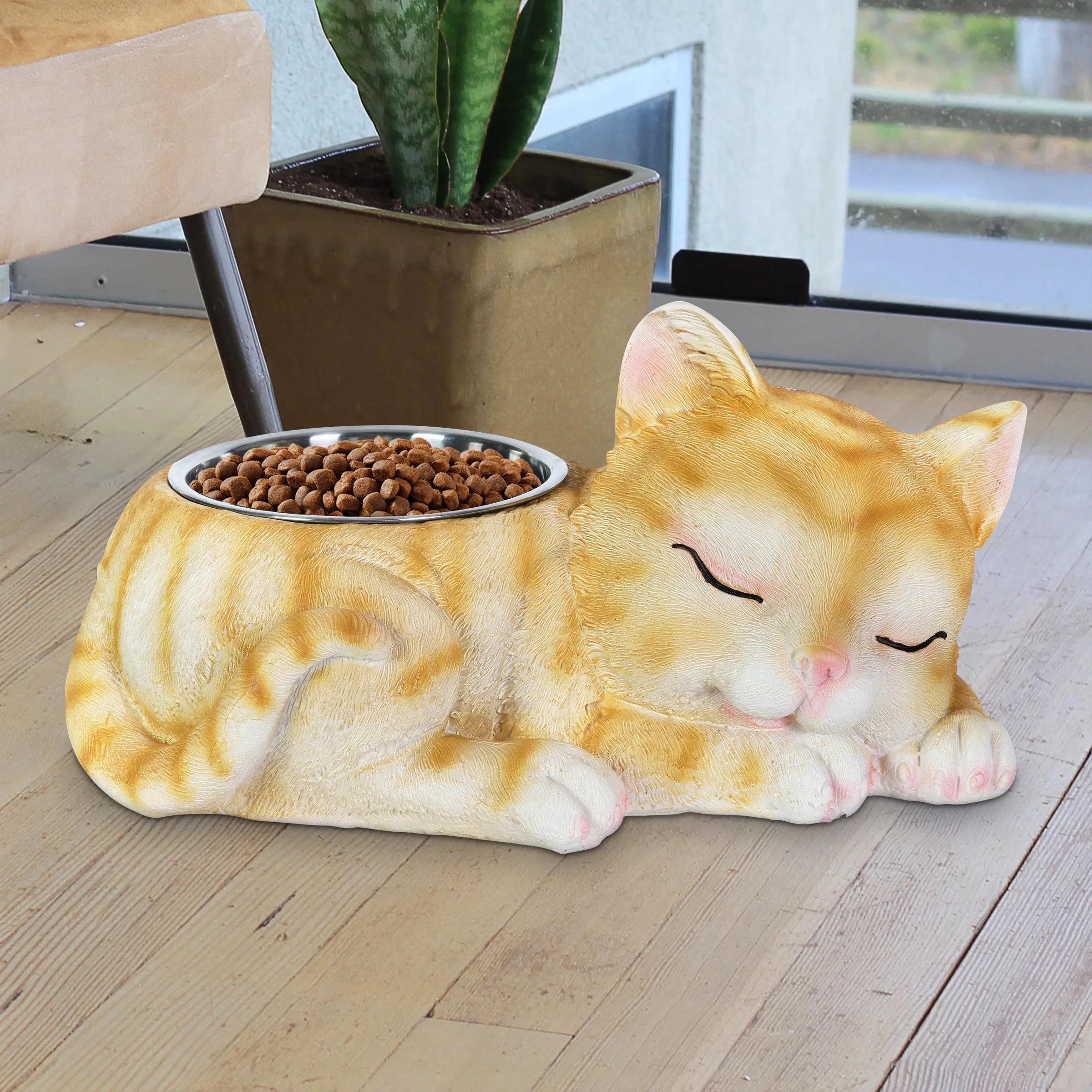 Cat Bowl with Stainless Bowl Insert, 12 by 6 Inches