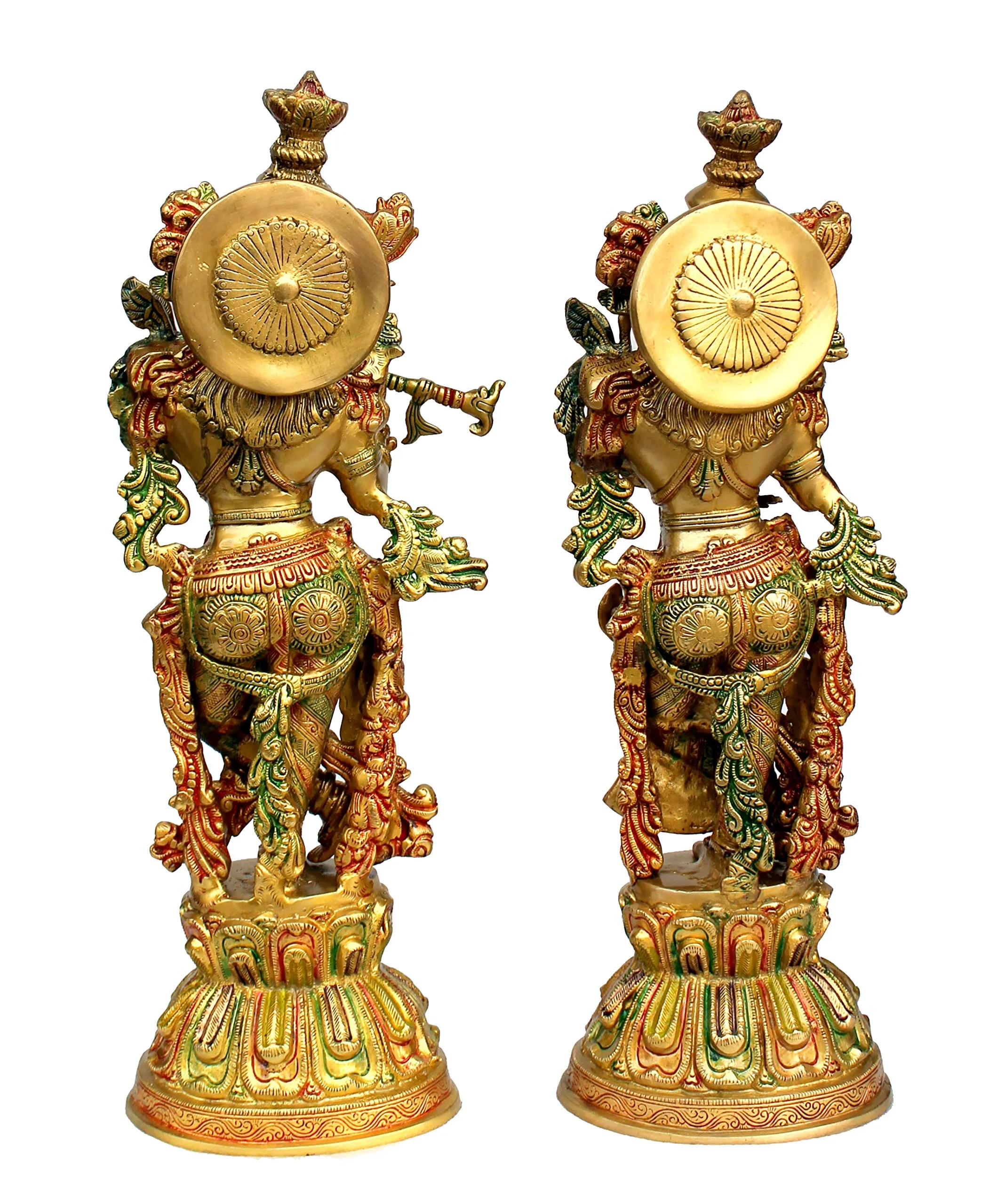 eSplanade - Brass Radha Krishna - Big Size - Brass Radha Idol Statue Sculpture (21") (Radha Krishna Coloured)