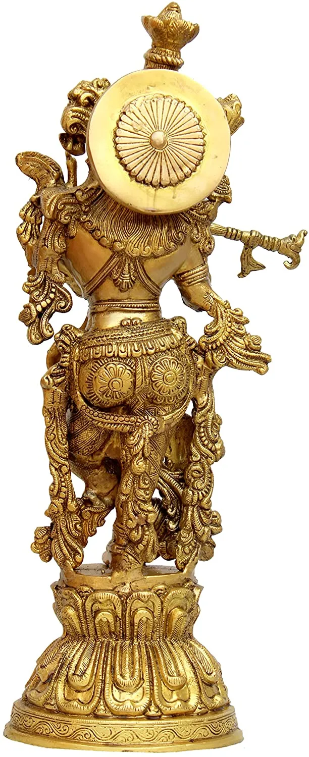 Esplanade Lord Krishna Kishan Murti Idol Statue Sculpture Brass 21 Inch