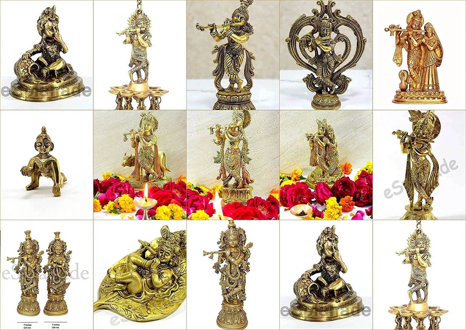 Esplanade Lord Krishna Kishan Murti Idol Statue Sculpture Brass 21 Inch