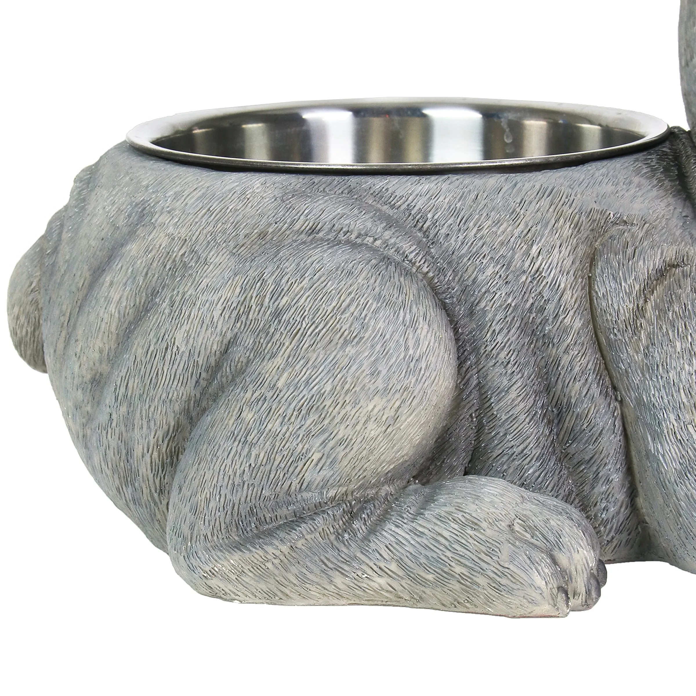 Grey French Bulldog Bowl with Stainless Bowl Insert, 12 by 6 Inches