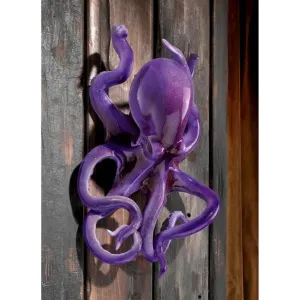 Purple Octopus of the Coral Reef Steampunk Garden Wall Sculpture