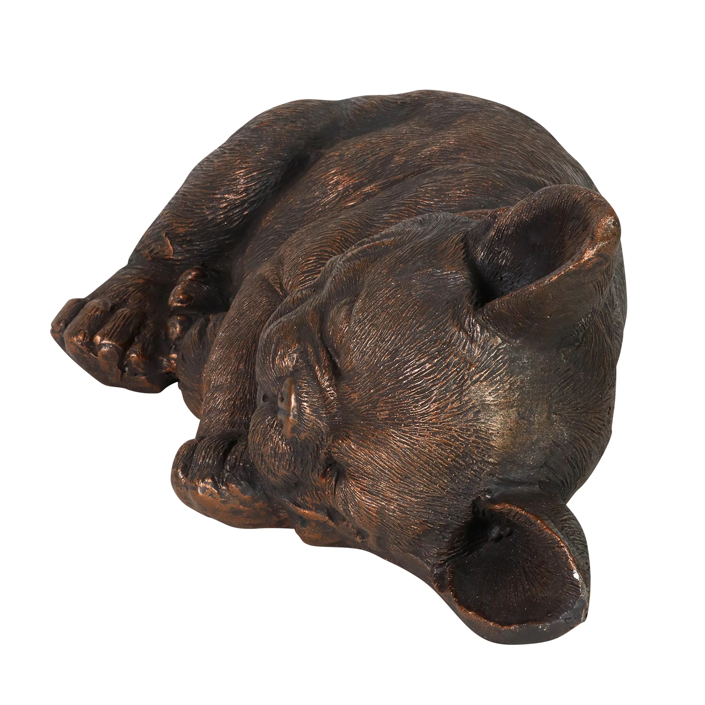 Sleeping French Bulldog Garden Statue in Bronze Look, 21 by 7 Inches