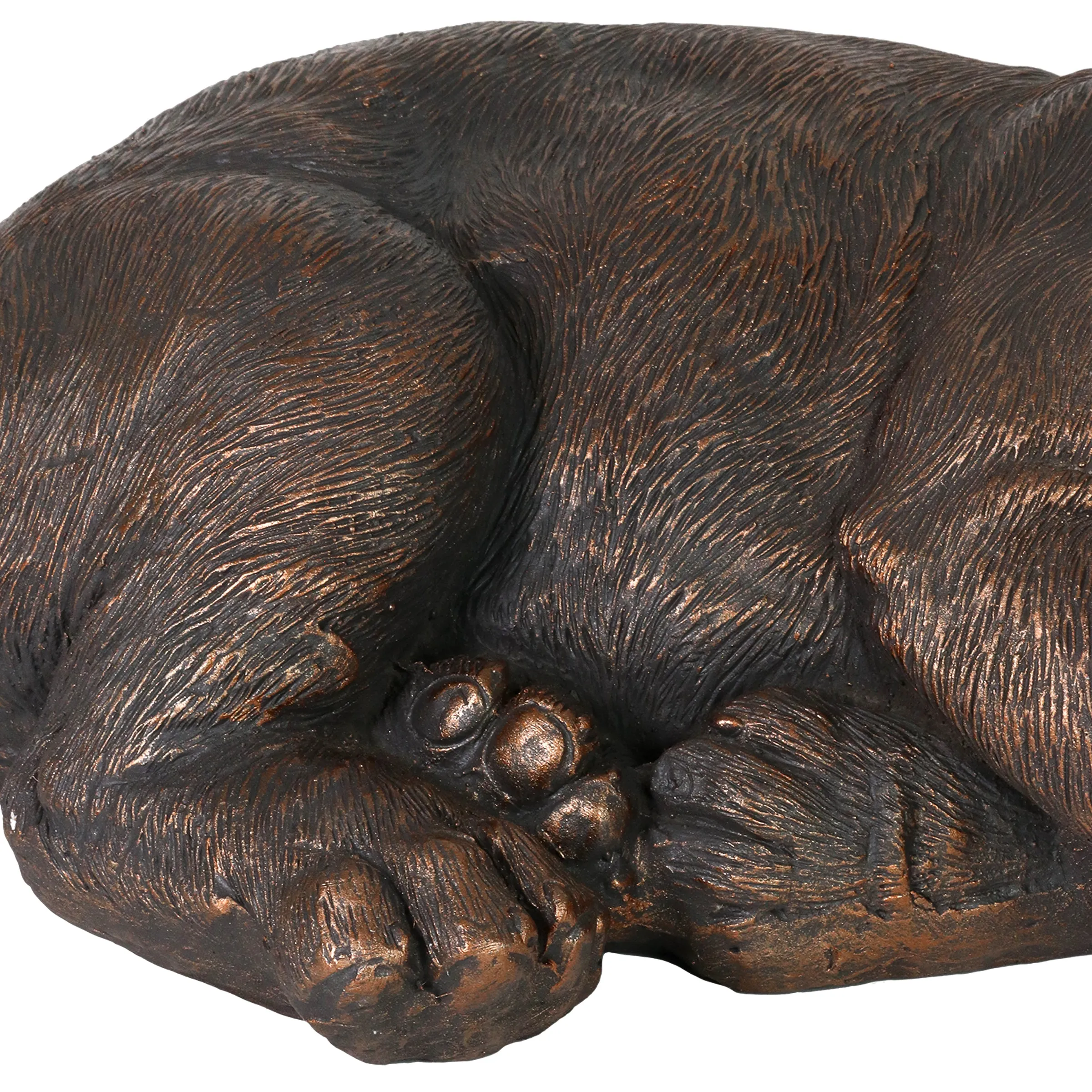 Sleeping French Bulldog Garden Statue in Bronze Look, 21 by 7 Inches