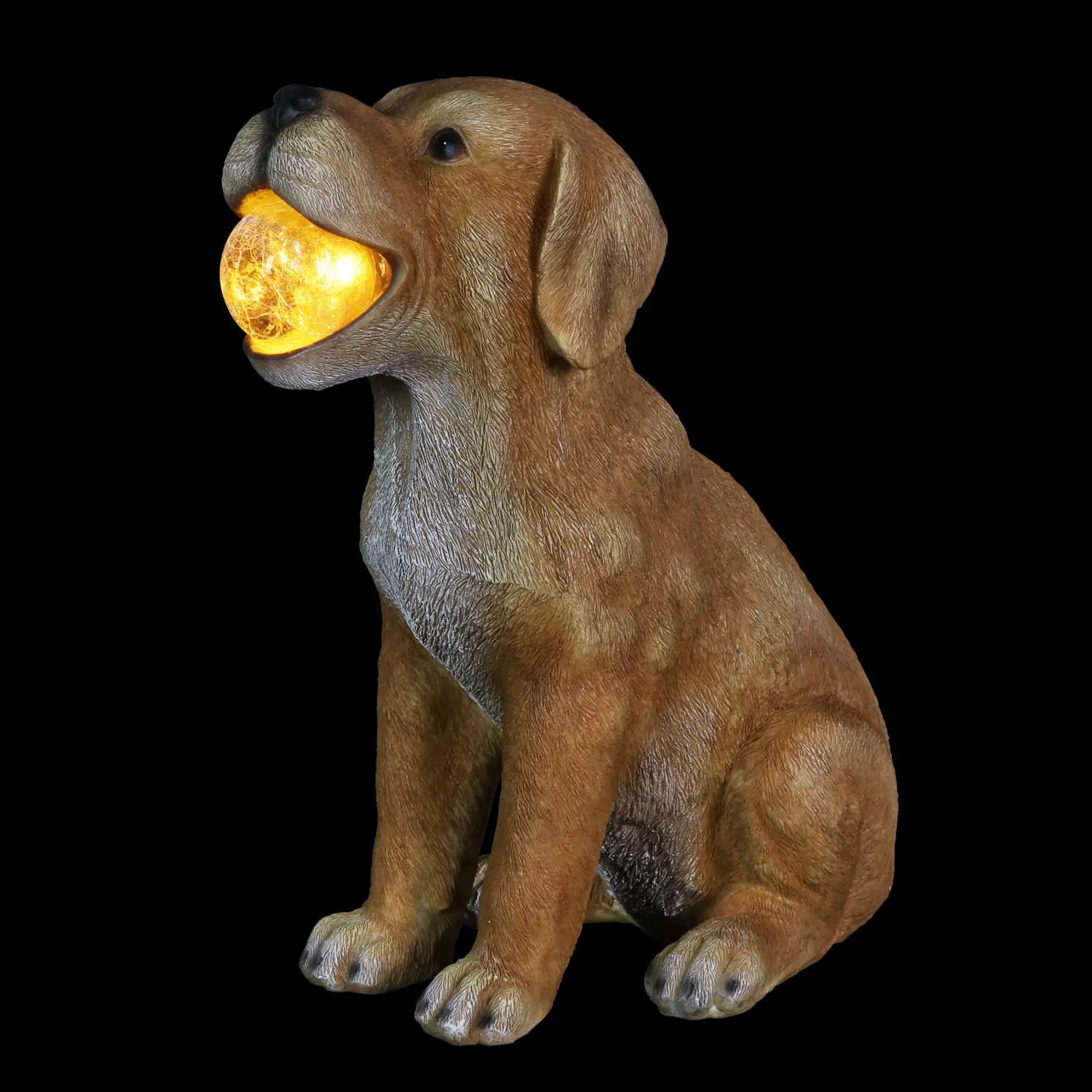 Solar Dog with LED Ball in Mouth Garden Statuary, 12 Inch tall