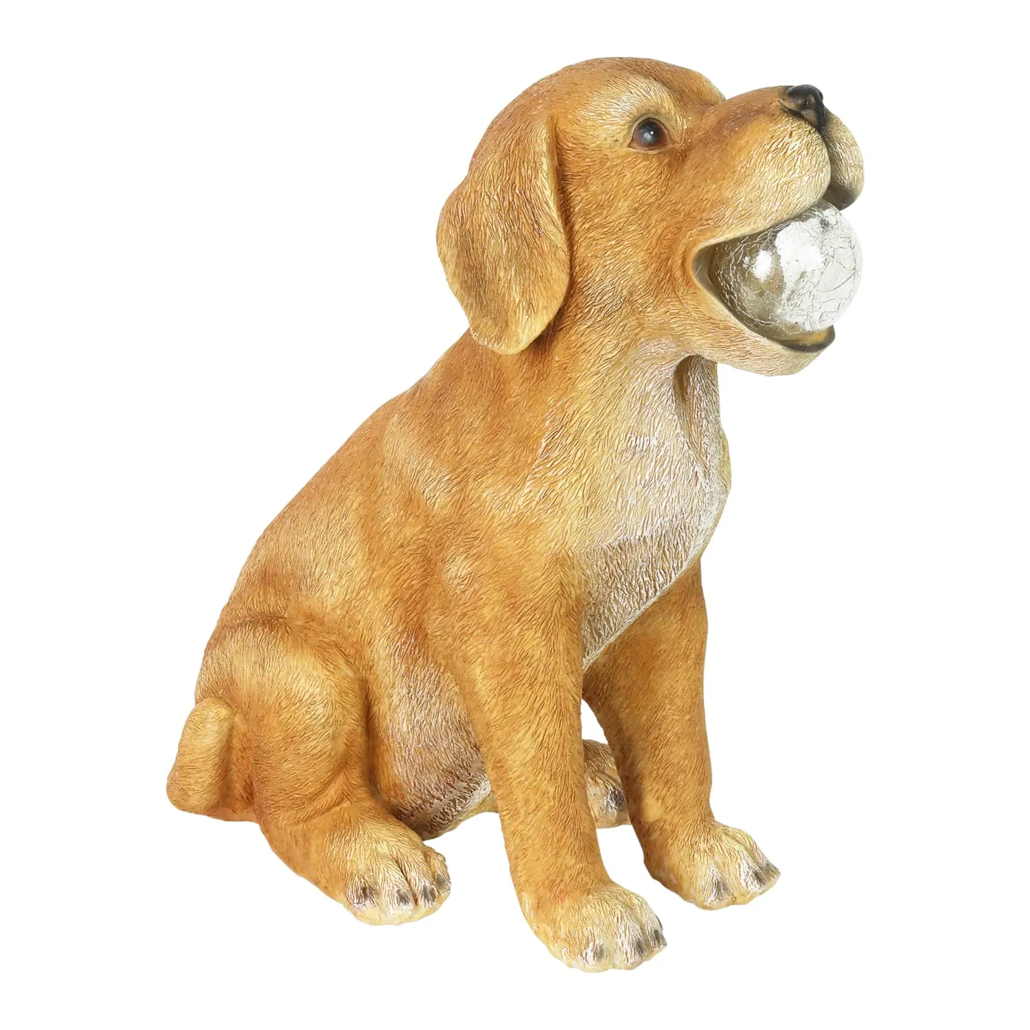 Solar Dog with LED Ball in Mouth Garden Statuary, 12 Inch tall