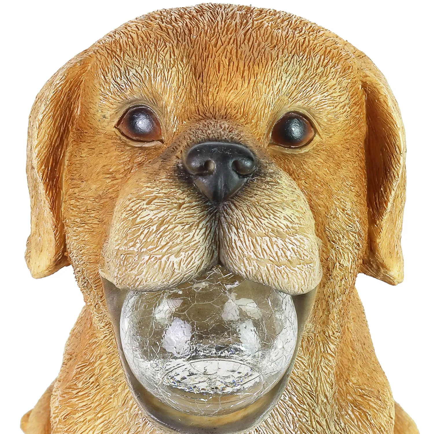 Solar Dog with LED Ball in Mouth Garden Statuary, 12 Inch tall