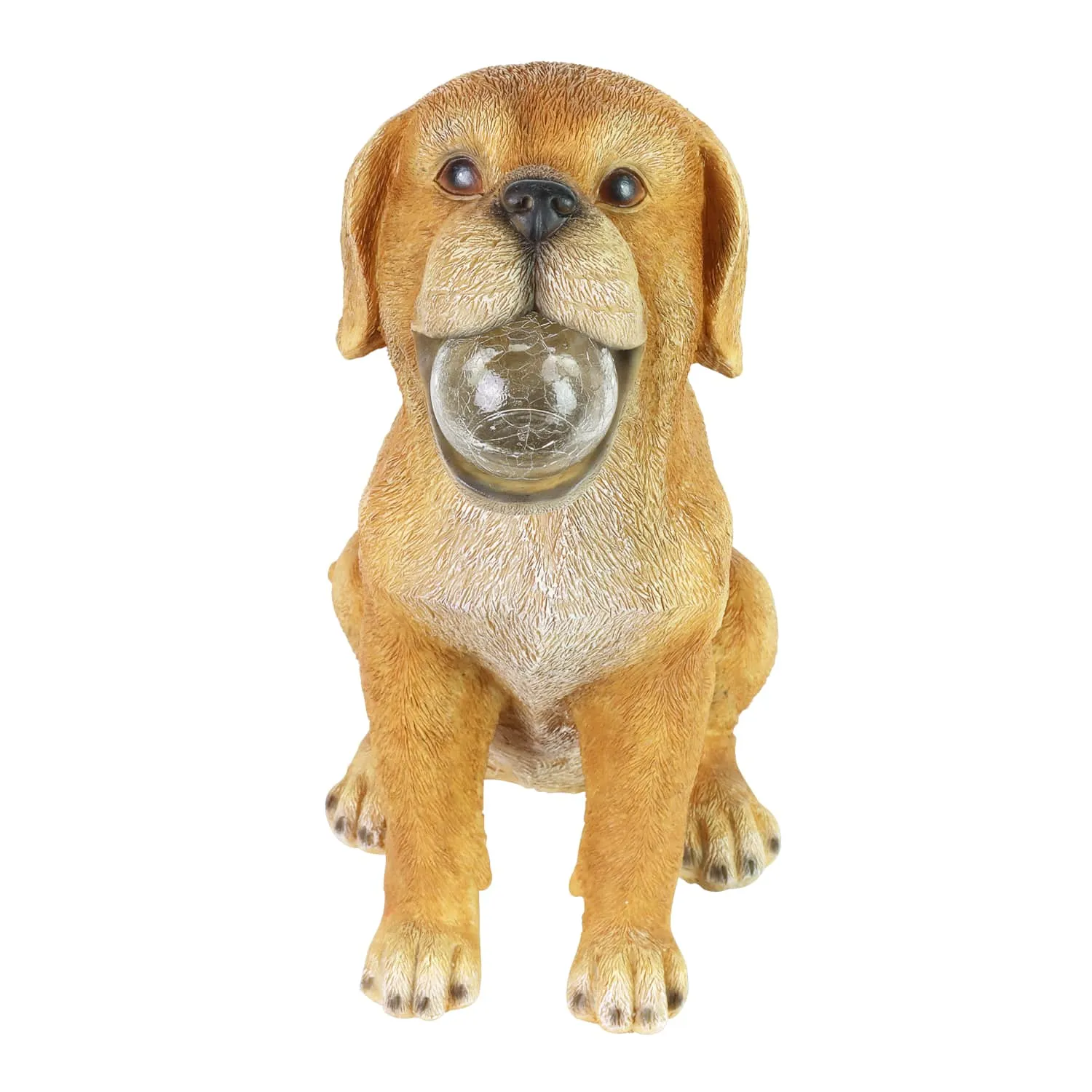 Solar Dog with LED Ball in Mouth Garden Statuary, 12 Inch tall