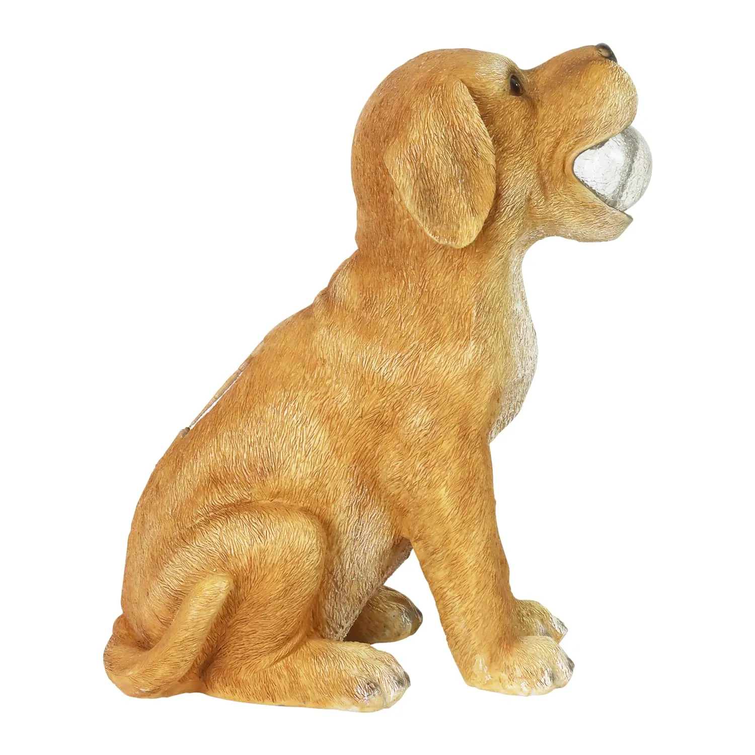 Solar Dog with LED Ball in Mouth Garden Statuary, 12 Inch tall