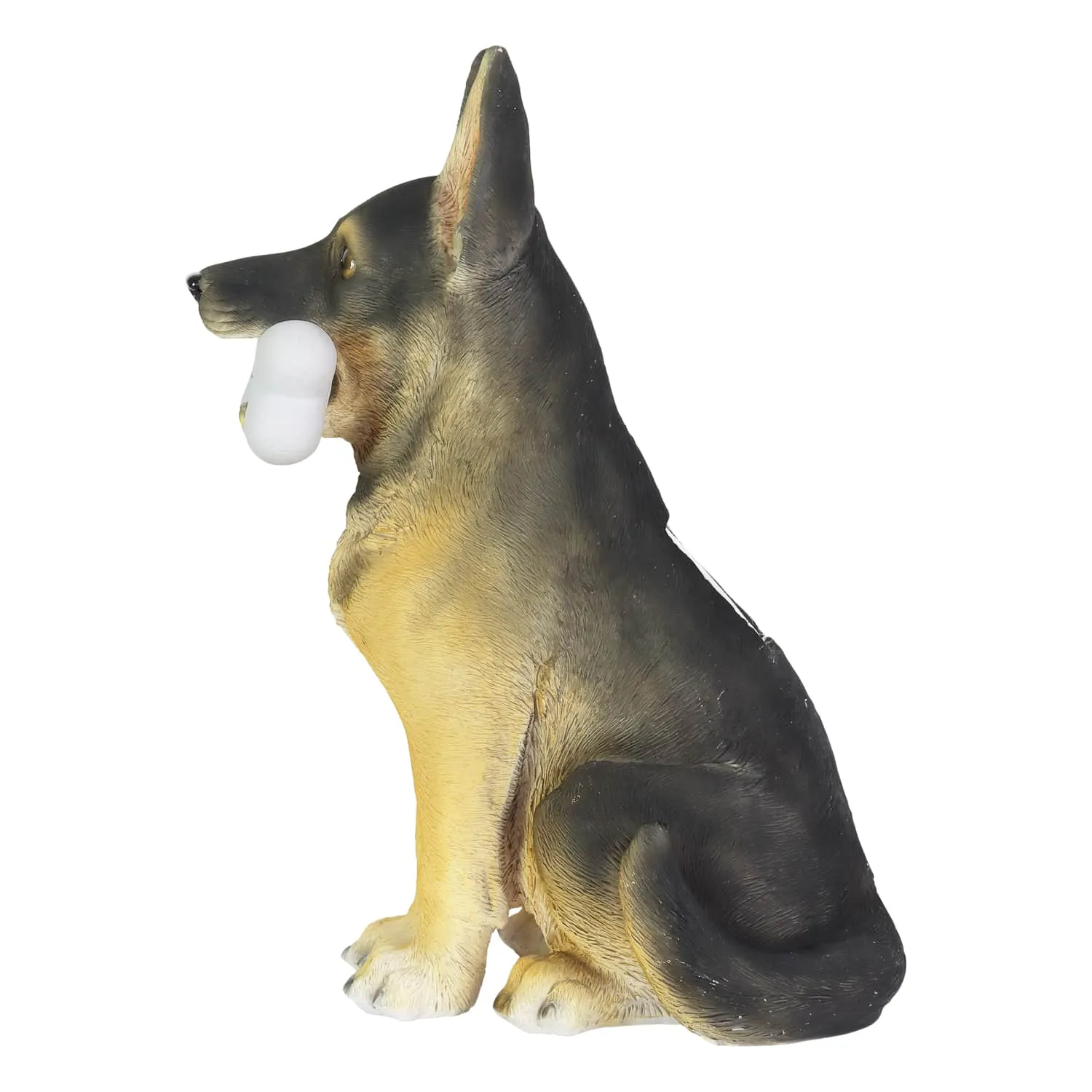 Solar German Shepherd Dog with LED Welcome Bone Garden Statuary, 14.5 Inch tall