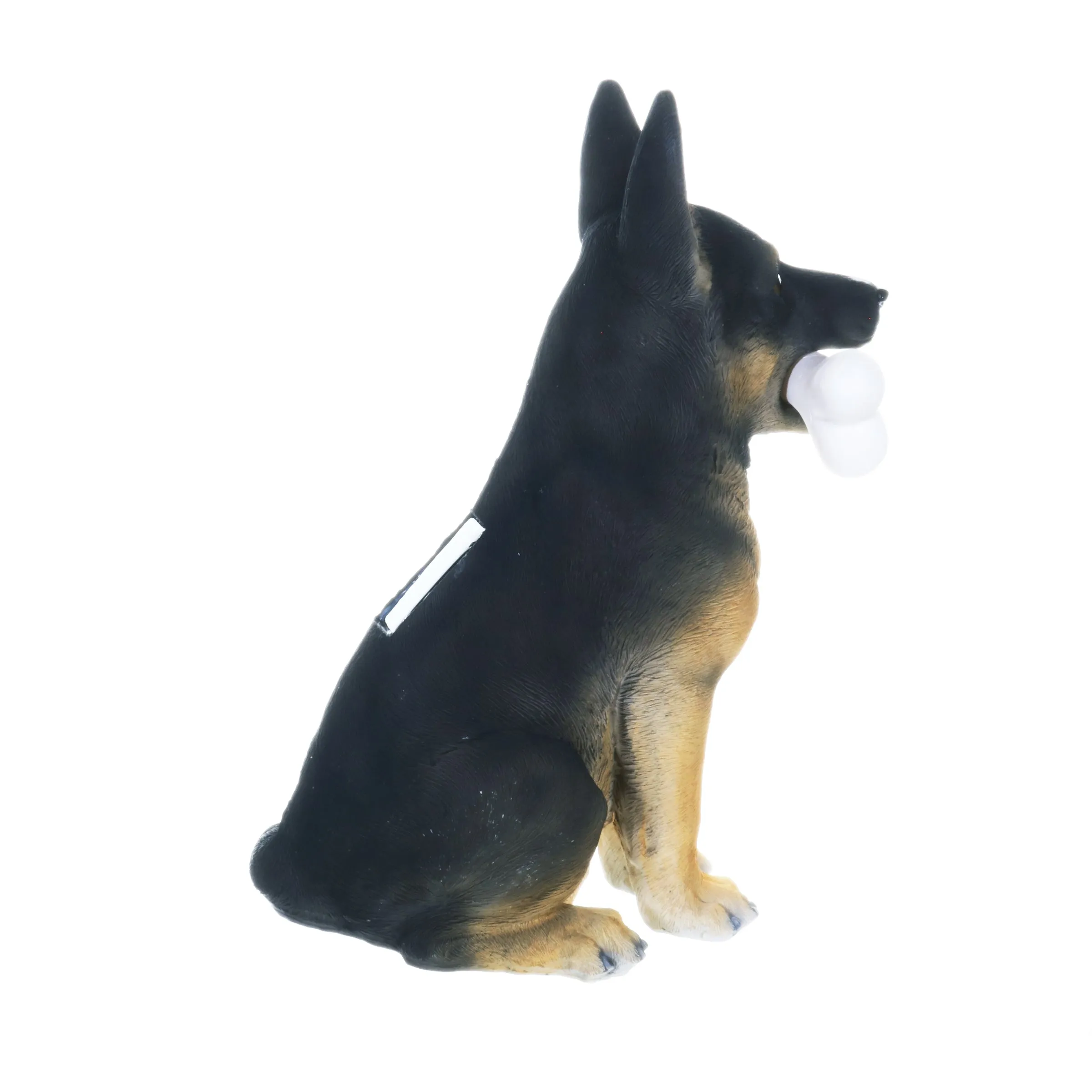 Solar German Shepherd Dog with LED Welcome Bone Garden Statuary, 14.5 Inch tall