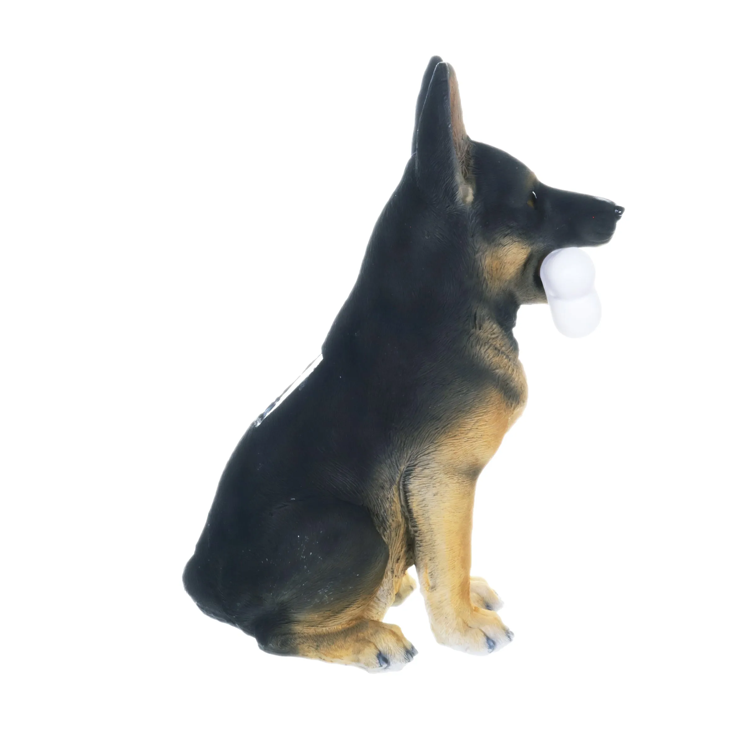 Solar German Shepherd Dog with LED Welcome Bone Garden Statuary, 14.5 Inch tall