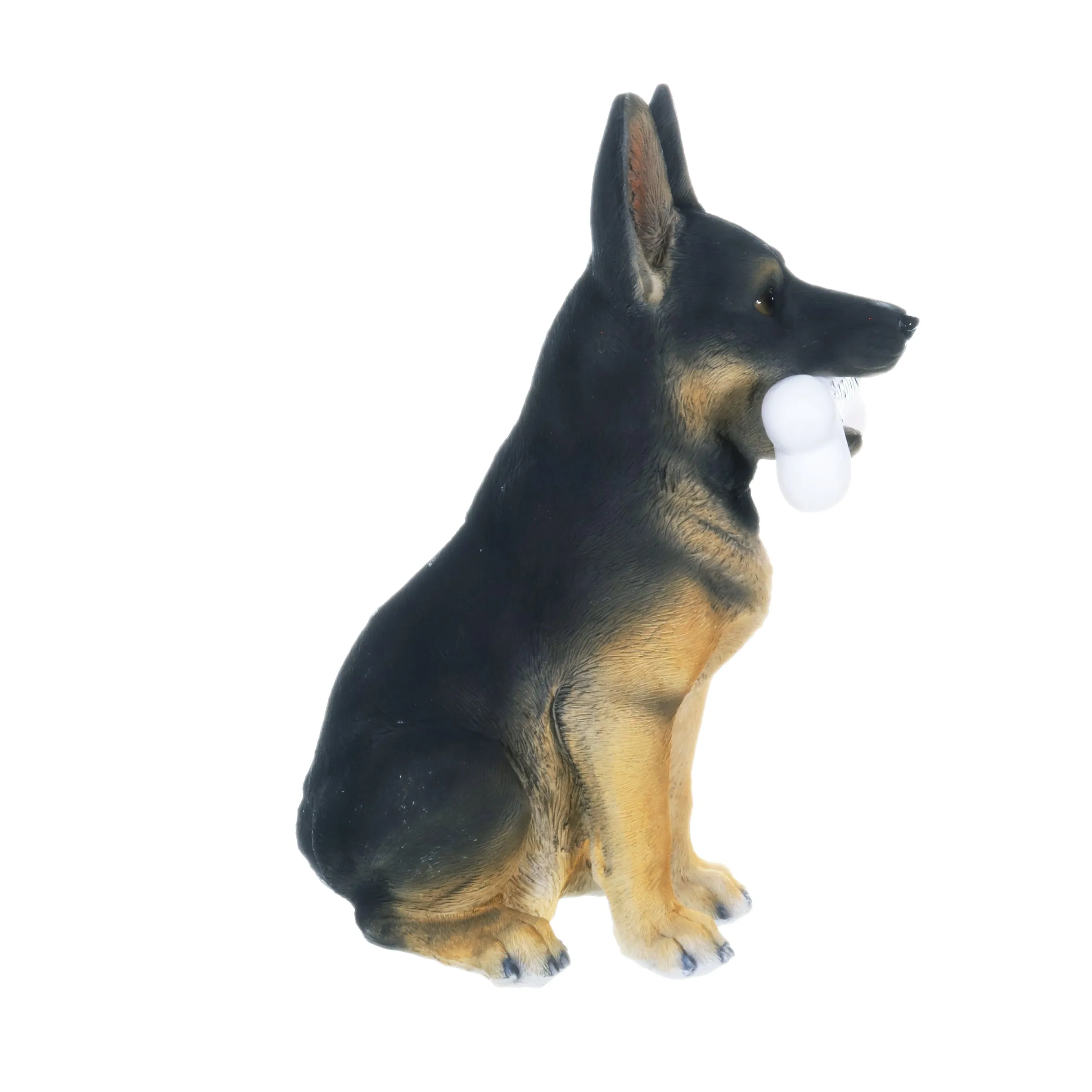 Solar German Shepherd Dog with LED Welcome Bone Garden Statuary, 14.5 Inch tall