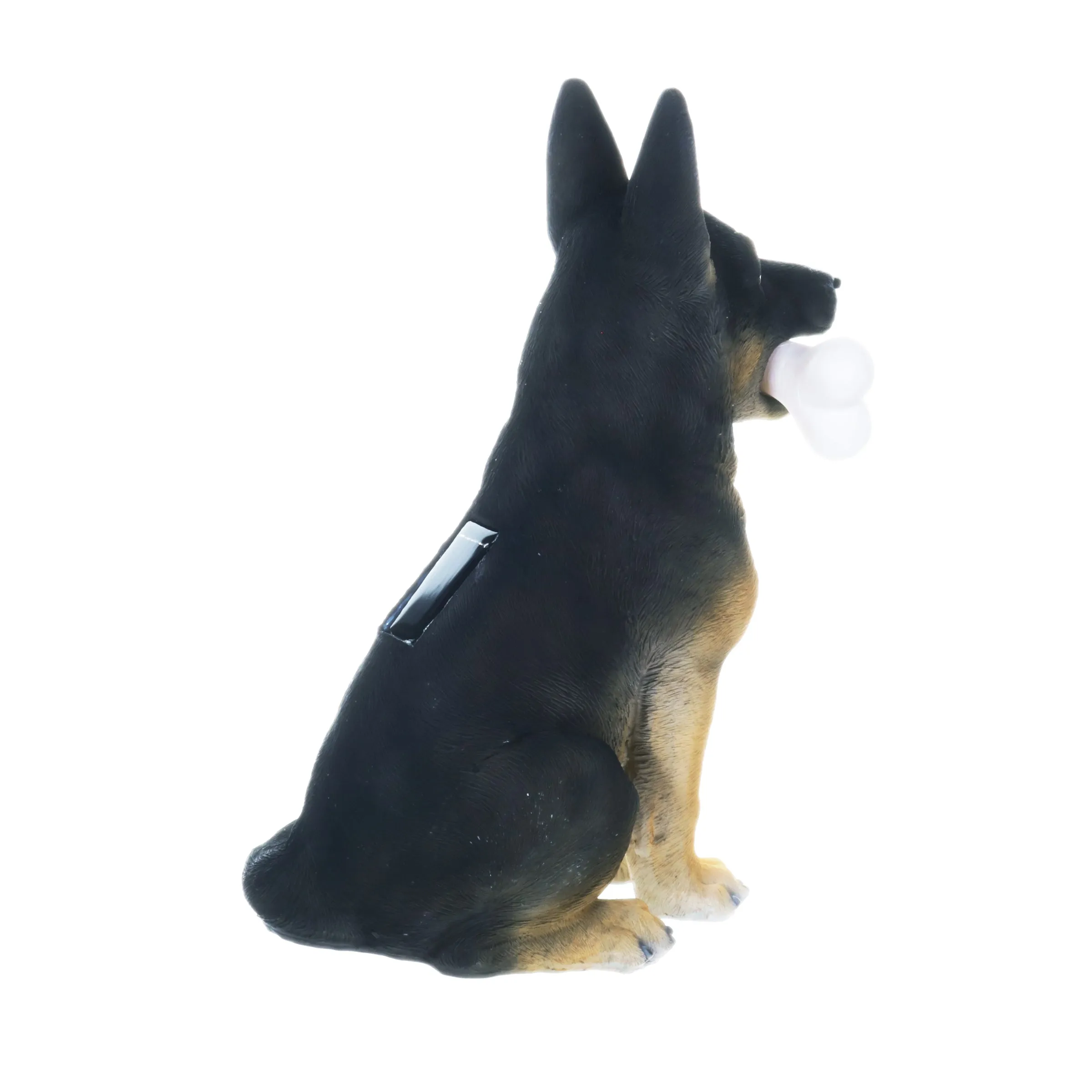 Solar German Shepherd Dog with LED Welcome Bone Garden Statuary, 14.5 Inch tall