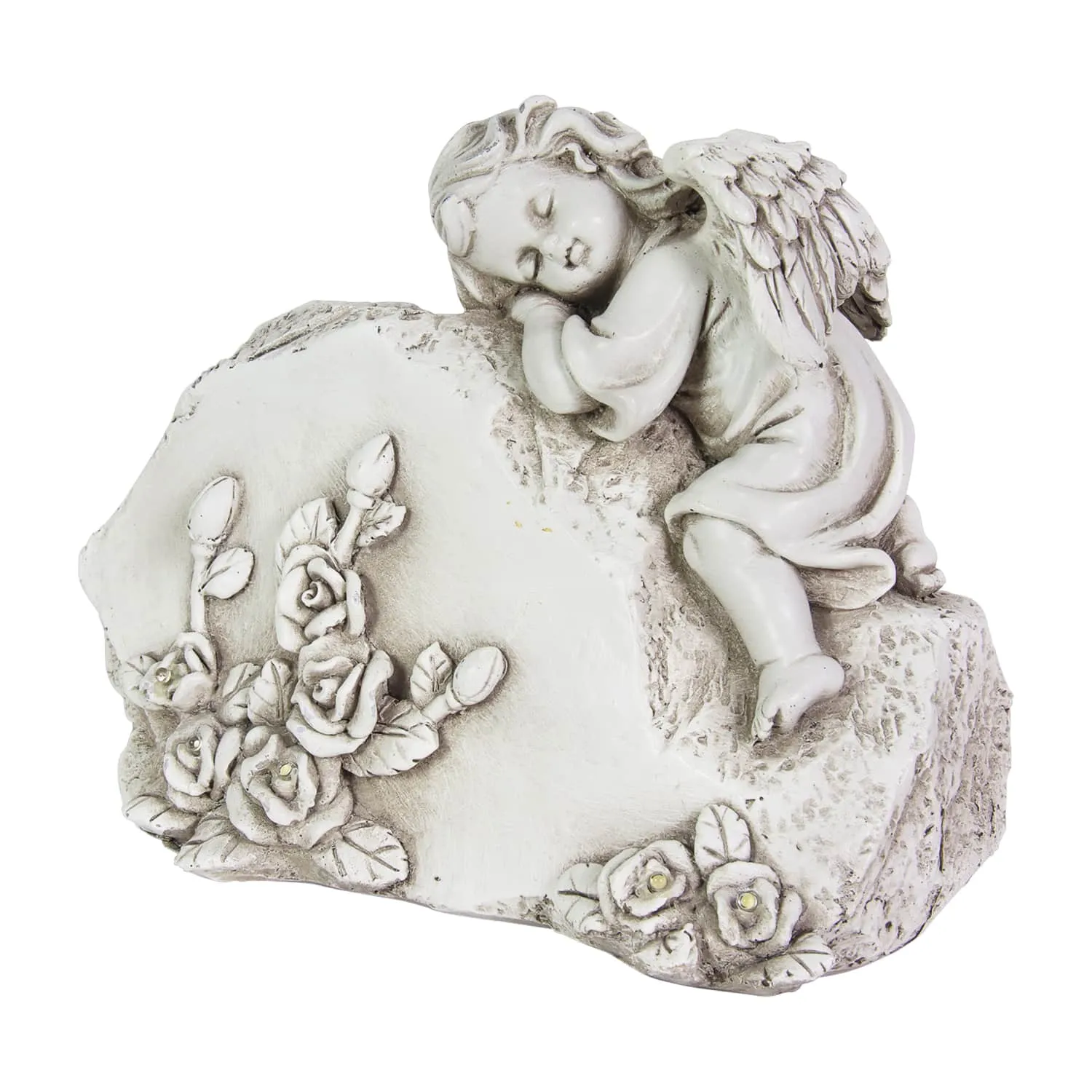 Solar Memorial Rock with Angel, 6 Inch