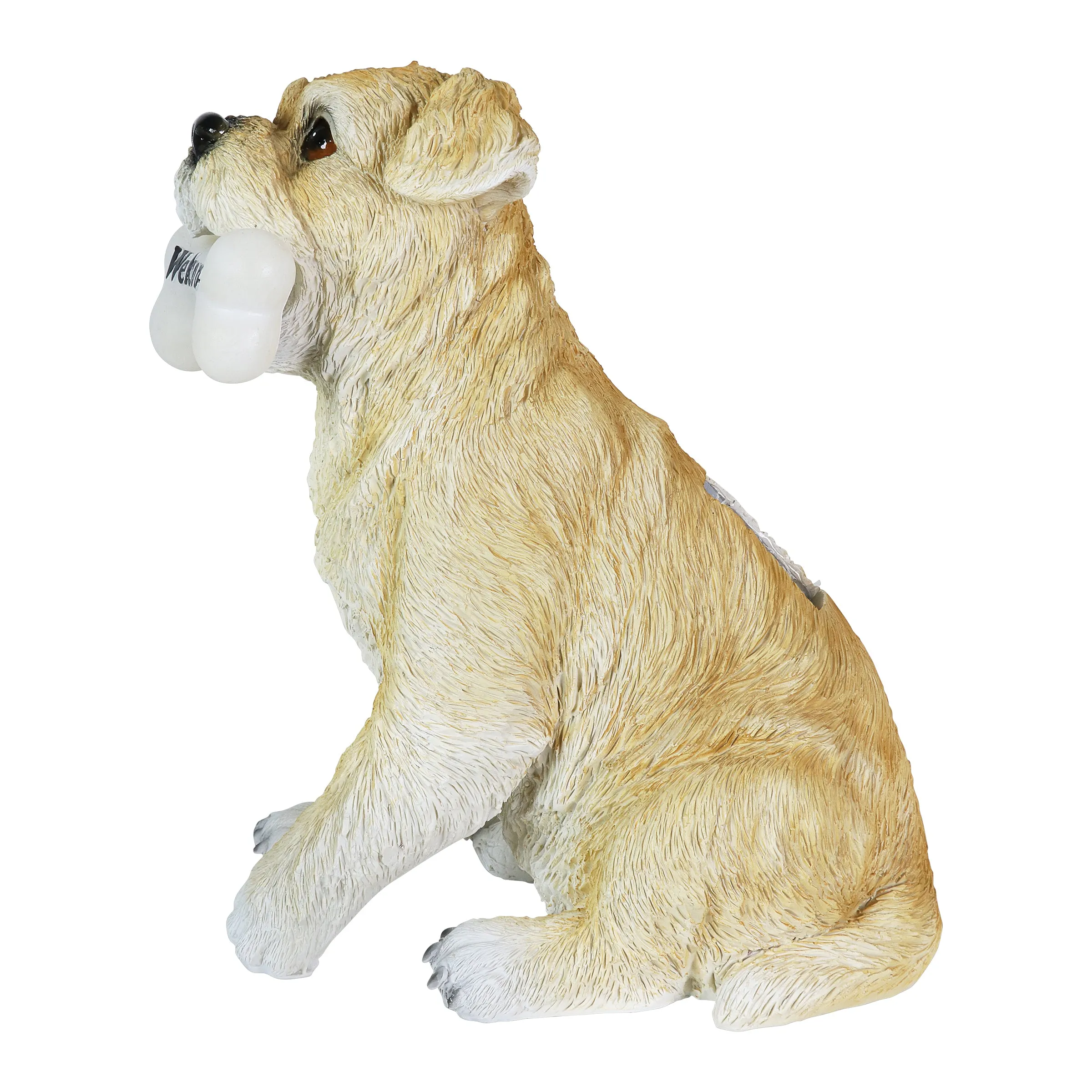 Solar Terrier with LED Welcome Bone Garden Statuary, 7.5 by 13 Inches