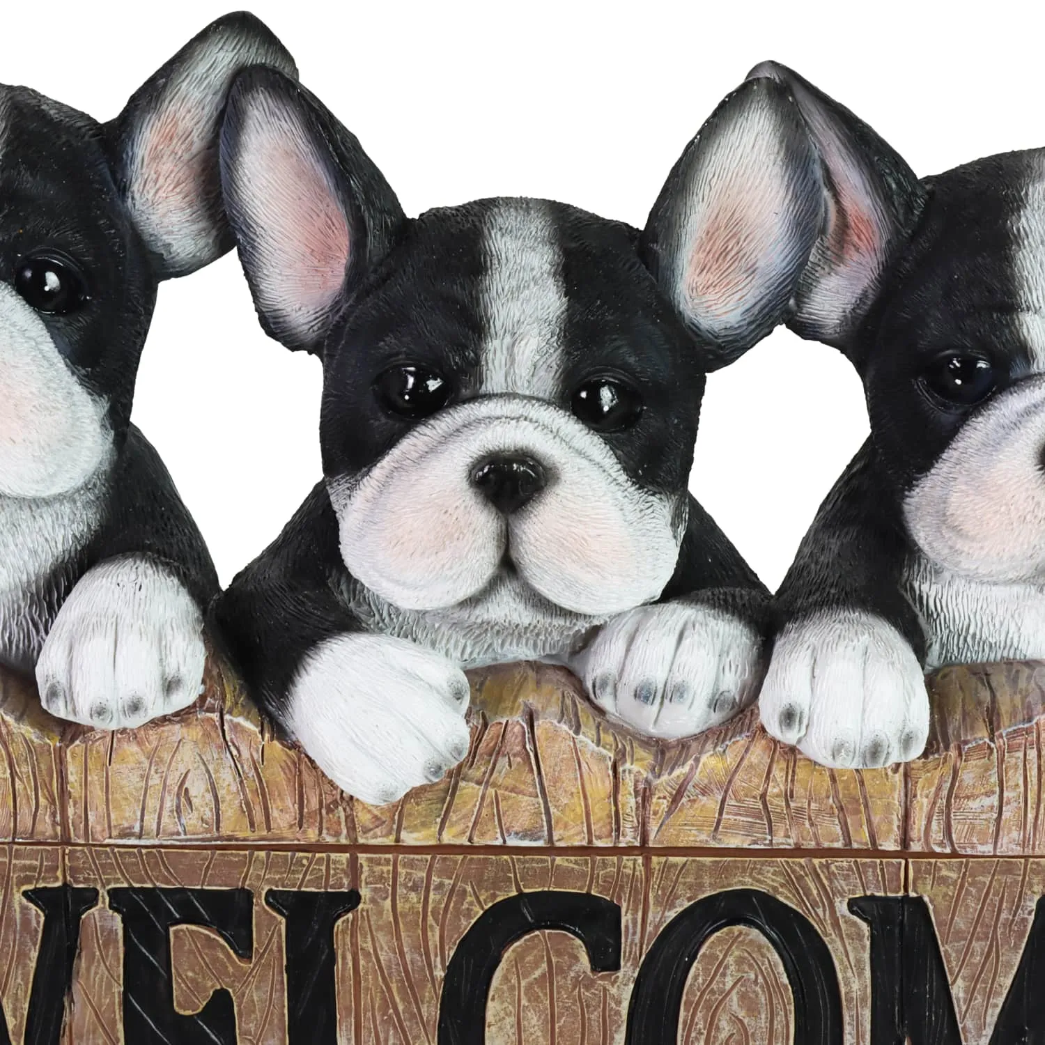 Solar Three Boston Terrier Welcome Sign Garden Statuary, 8.5 Inches tall