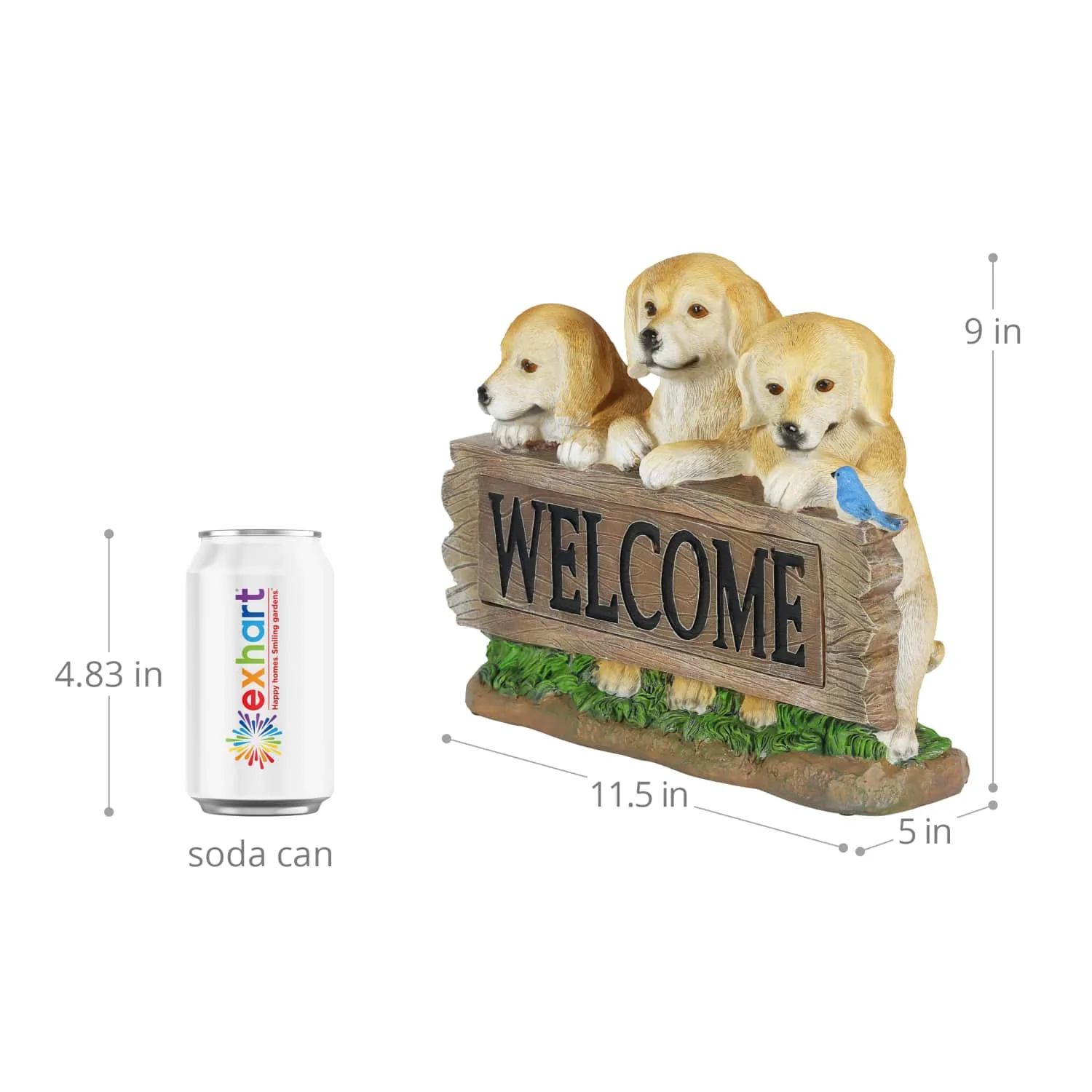 Solar Three Labradors Welcome Sign Garden Statuary, 8.5 Inches tall